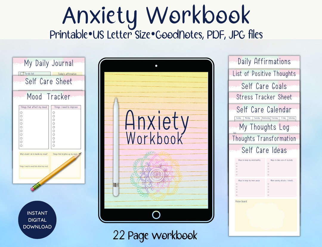 Printable Anxiety Workbook. Print Goodnotes PDF Files. Mood Etsy