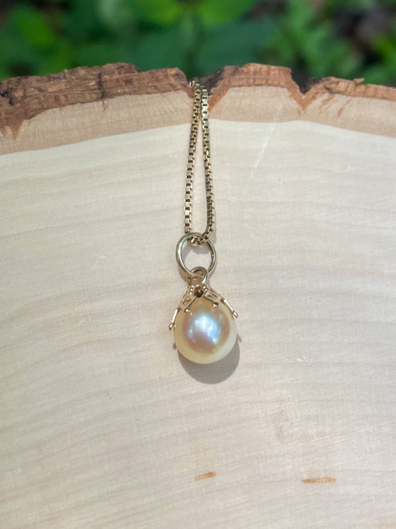 10k Yellow Gold Pearl Charm | 11/16 inch | Vintag… - image 5