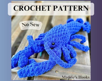 Louis the Lobster Crochet Pattern: No-Sew Plushy (PDF Pattern)