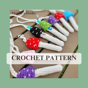 The Mushroom Penjamin Pocket Crochet Pattern - Beginner Friendly Crochet Pattern - Vape Pen Holder - Vape Pen Lanyard - Crochet Keychain
