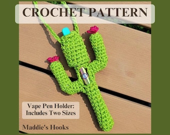 Saguaro Cactus Penjamin Pocket – Vape Pen Holder – Beginner Friendly Crochet Pattern (US Terms)