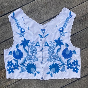 Traditional Hungarian hand embroidered blue Vest, Hungarian Waistcoat colorful Flower, floral vest, Hungary embroidery