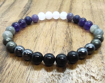 Empath Protection Bracelet, Crystal Energy Shield, Natural Gemstone Jewelry