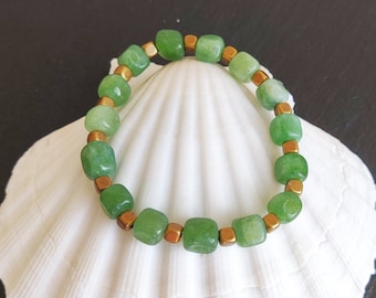 Cube Peridot Bracelet, Sacral Chakra Jewelry, Spiritual Abundance