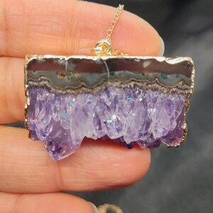 Beautiful Amethyst Slice Necklace, Amethyst Slice Pendant, Raw Amethyst Necklace, Amethyst Druzy, Crystal Necklace, Locket necklace