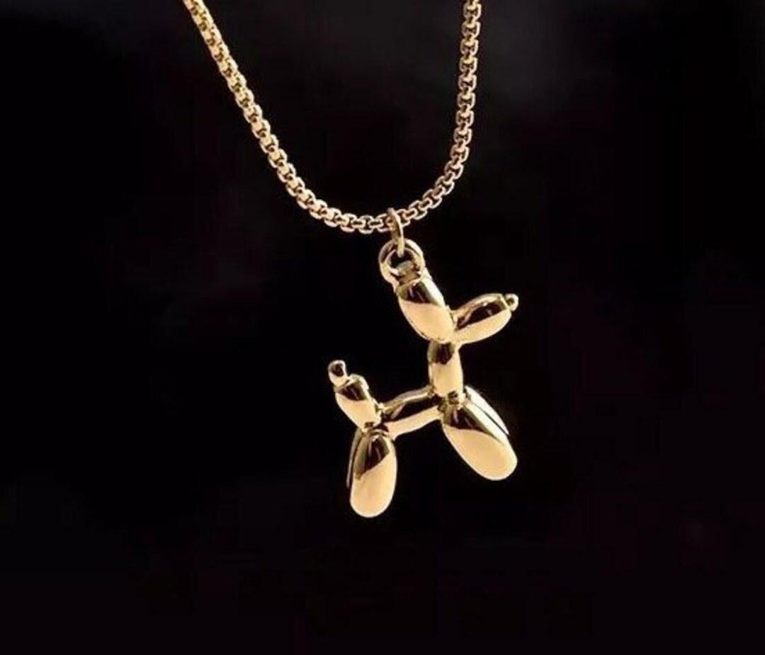 Balloon Dog Necklace With Stainless Steel Chain. Gold Colour Balloon