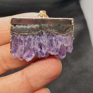Beautiful Amethyst Slice Necklace, Amethyst Slice Pendant, Raw Amethyst Necklace, Amethyst Druzy, Crystal Necklace, Locket necklace