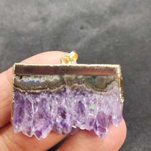 Beautiful Amethyst Slice Necklace, Amethyst Slice Pendant, Raw Amethyst Necklace, Amethyst Druzy, Crystal Necklace, Locket necklace