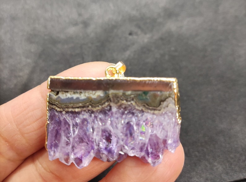 Beautiful Amethyst Slice Necklace, Amethyst Slice Pendant, Raw Amethyst Necklace, Amethyst Druzy, Crystal Necklace, Locket necklace