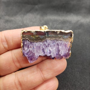 Beautiful Amethyst Slice Necklace, Amethyst Slice Pendant, Raw Amethyst Necklace, Amethyst Druzy, Crystal Necklace, Locket necklace