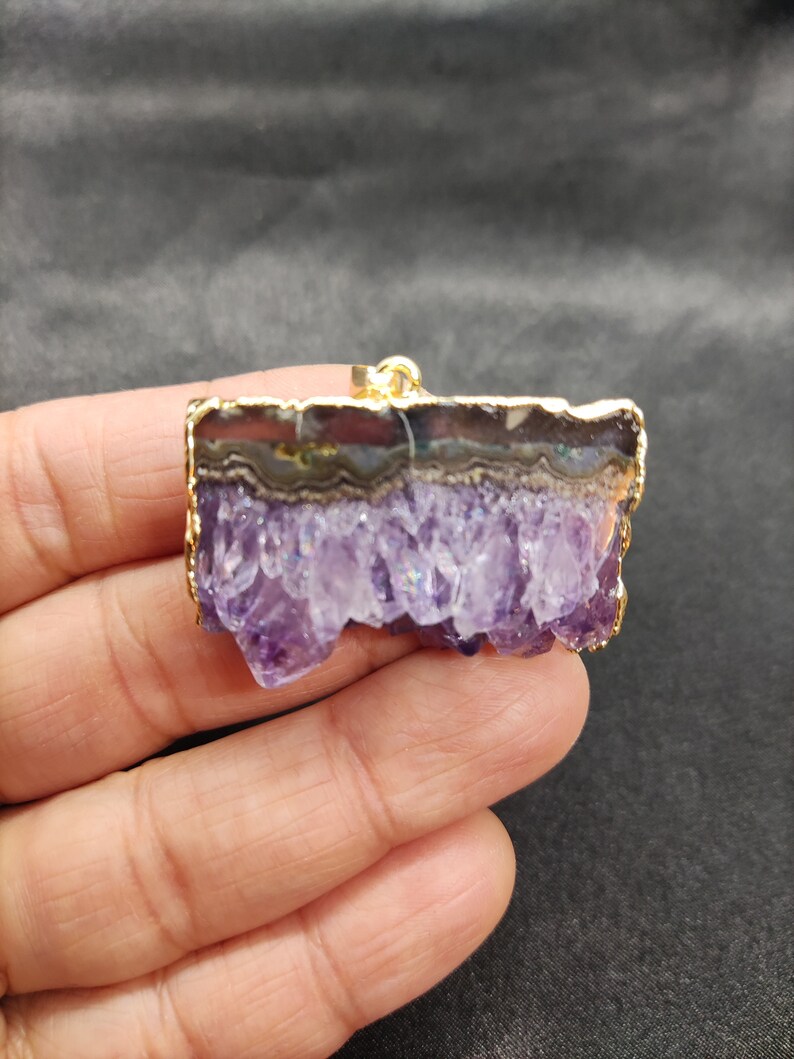 Beautiful Amethyst Slice Necklace, Amethyst Slice Pendant, Raw Amethyst Necklace, Amethyst Druzy, Crystal Necklace, Locket necklace