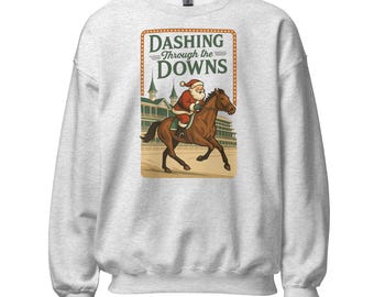 Retro sweatshirt met kerstman paardenraces – Kentucky Derby Christmas
