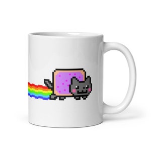 Tazza meme gatto Nyan / tazza da caffè in ceramica, regalo meme, tazza da caffè meme, regalo amante dei gatti, regalo tazza divertente