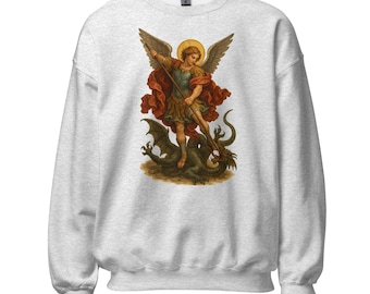 Trui Aartsengel Michaël Slaying Dragon - Christian Art-hoodie