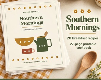 Southern Breakfast Cookbook PDF: 20 Recipes, Printable Southern Mornings, Vintage Kitchen Design