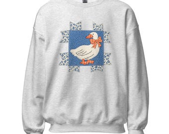 Vintage gewatteerd ganssweatshirt, retro cottagecore-trui