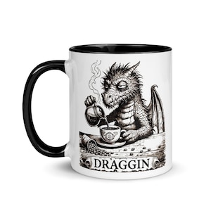 Draggin Dragon Meme Coffee Mug | Funny Dragon Mug | Funny Coffee Mug Gift | Dragon | Fantasy Geek Nerd Gift | DND Mug | Dungeons & Dragons