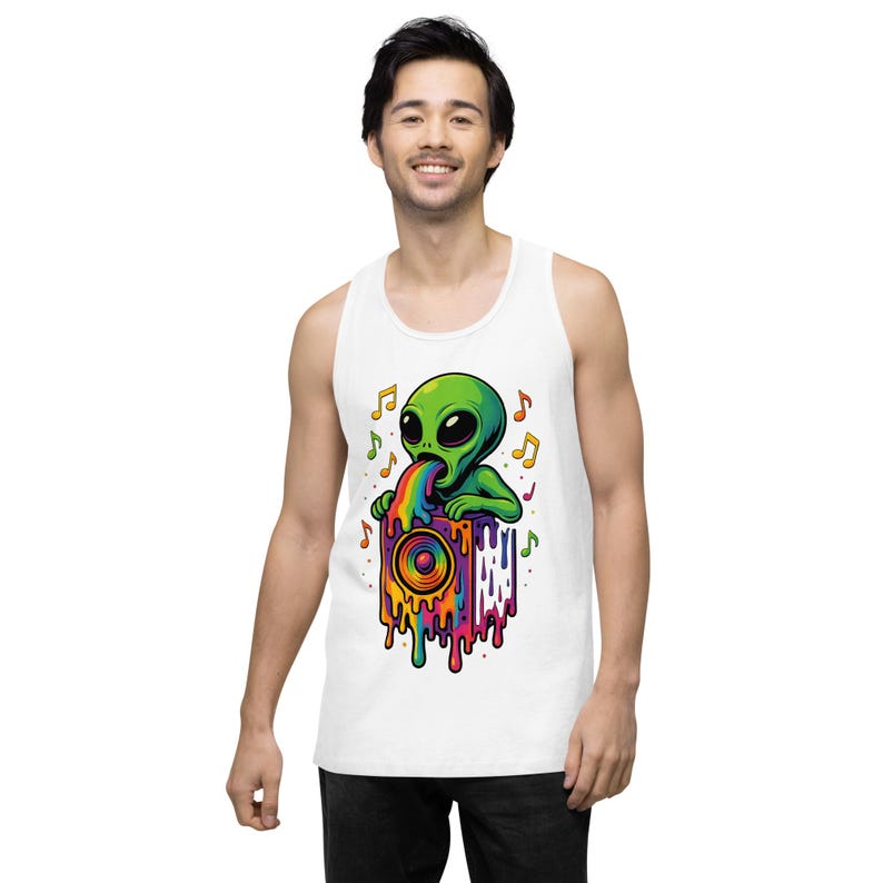 Trippy Alien Rave Tank Top – Rainbow Vomit EDM Festival Tee - Etsy