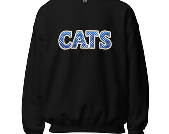 Sweater met stippen CATS – gewatteerde letter, cadeau kattenliefhebber