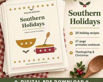 Southern Holiday Cookbook PDF: 20 Thanksgiving and Christmas Recipes, Vintage Kitchen Design