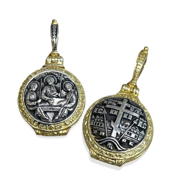 Holy Trinity,Silver Pendant, Agios of the spyridon, Saint Jewelleries, Mount Athos pendant, Siler Saine Necklace, Charms