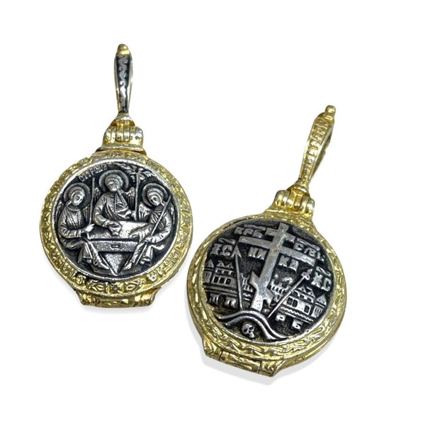 Heilige Dreifaltigkeit, Silber Anhänger, Agios des Spyridon, Heiliger Schmuck, Berg Athos Anhänger, Siler Saine Halskette, Charms