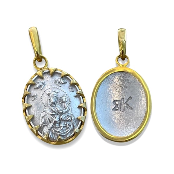 Theotokos Gorgoepikoos Gold 14K Pendant,Mount Athos,Protective Religious,Christian Jewellery Gift, Orthodox Pendant / Greek / Handmade