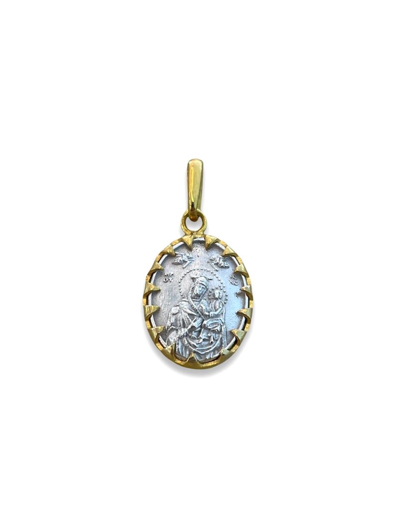 Theotokos Gorgoepikoos Gold 14K Pendant,Mount Athos,Protective Religious,Christian Jewellery Gift, Orthodox Pendant / Greek / Handmade image 2