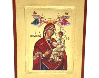 Theotokos Gorgoepikoos Of Docheiariou,Mount Athos,Monasteries,Mount Athos Icon,Orthodox Icon,Hand Made Icon,Icon For Gift,Icon With Gold