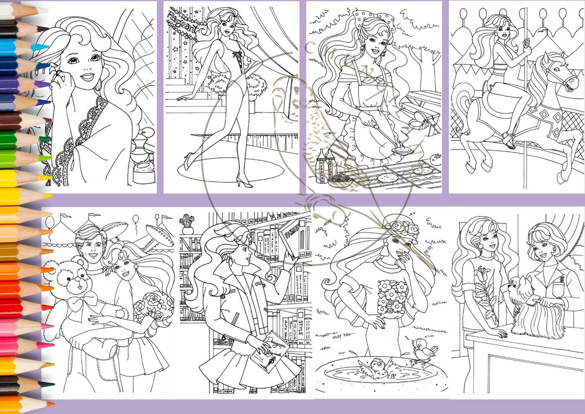 Coloring Book Barbie 56 Pages to Color 1994 Printable PDF Instant ...