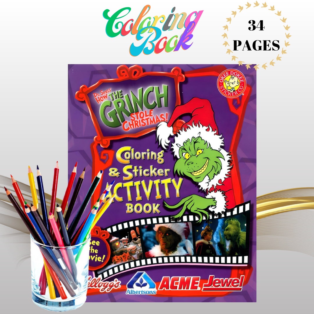 Coloring Book the Grinch Stole Christmas 34 Pages Retro Vintage 2000 ...