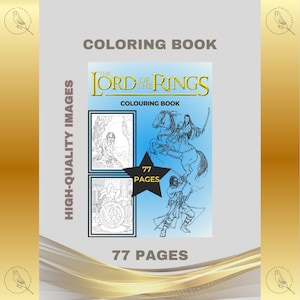 Lord of the Rings Coloring Book Printable PDF Instant Digital Download 77 Pages to Color Fiction Fantasy Art DIY TV Book Tolkien