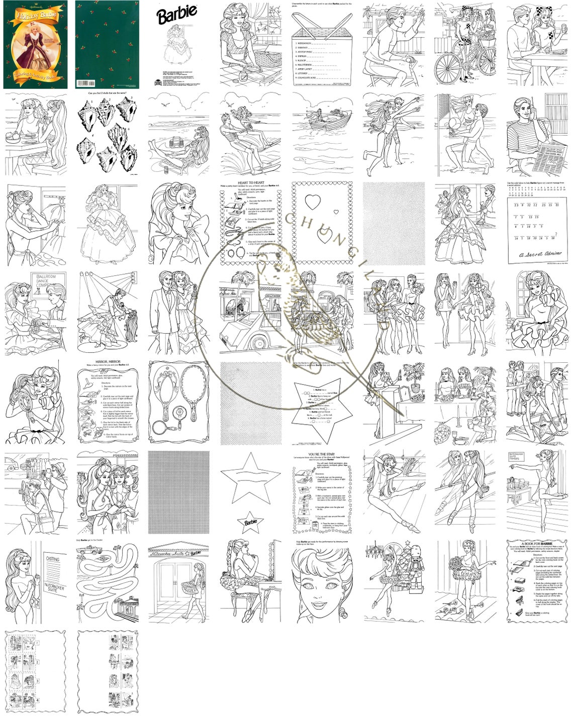 Barbie Holiday Vintage Coloring Book Printable PDF Instant Digital ...