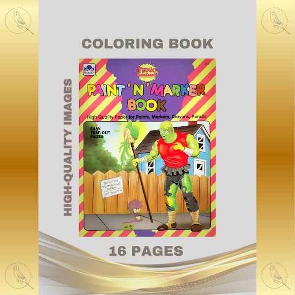 Toxic Crusaders Vintage Coloring Book Printable PDF Instant Digital Download Retro 16 Pages to Color 1991 Monster Fantasy TV Superhero DIY