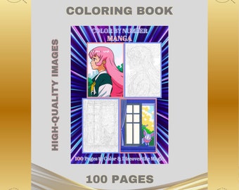 Cahier de coloriage Manga PDF imprimable en téléchargement numérique instantané 100 pages à colorier garçons filles adultes enfants Art amusant