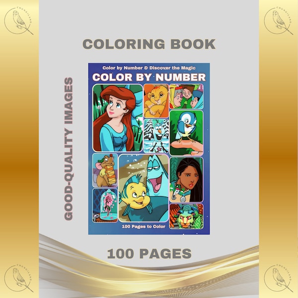 Farbe nach Zahl Malbuch 100 Seiten zum Ausmalen PDF Sofortiger Digitaler Download Erwachsene Kinder Kinder Familie Kunst DIY Spaß Indoor