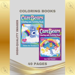 Vintage Care Bears Coloring Books Set 49 Pages Printable PDF Instant Digital Download DIY Retro Creative Kids TV Cartoon Animated Toys