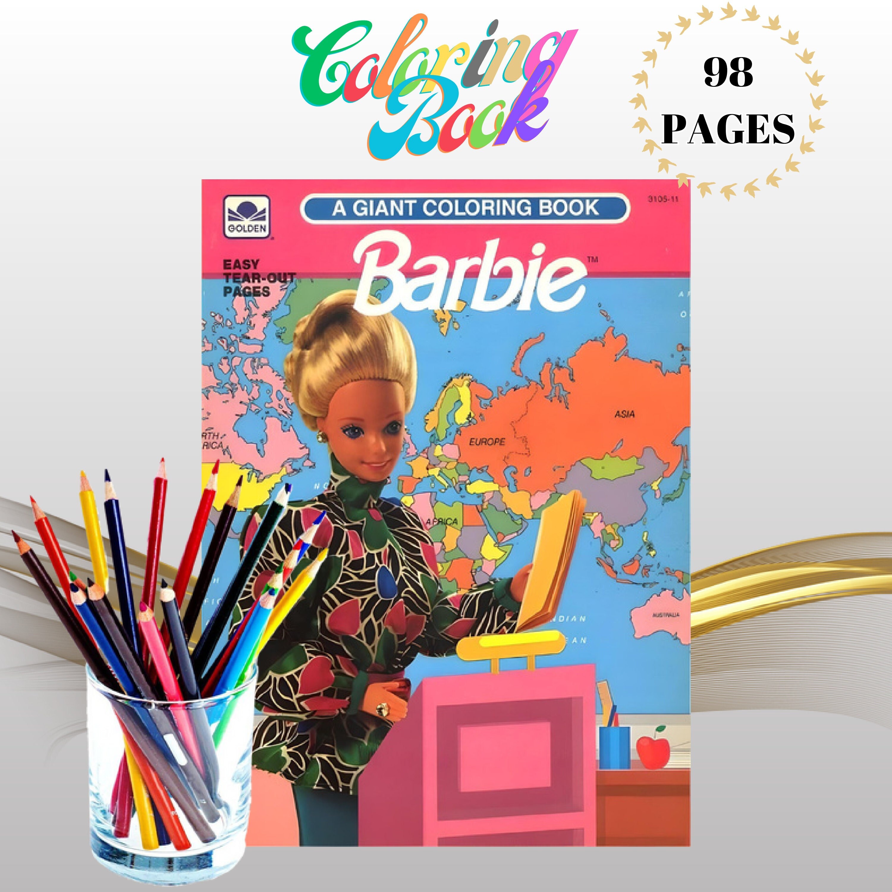 A Giant Coloring Book Barbie 98 Pages to Color 1991 Printable PDF ...