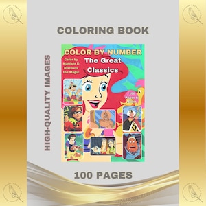 Color by Number 100 Pages to Color Printable PDF Instant Digital Download Retro Vintage DIY Art Fun The Great Classics