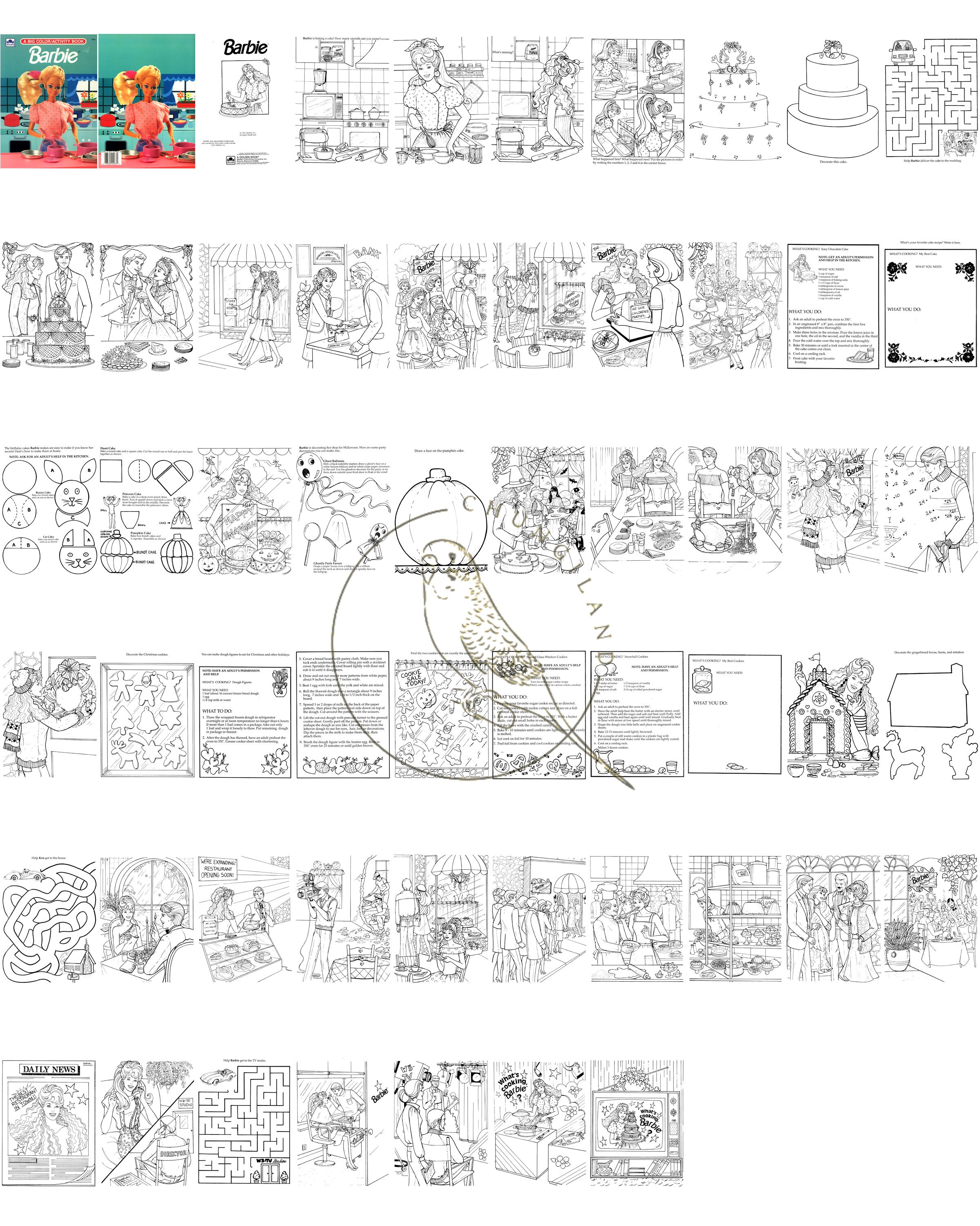 Vintage Coloring Book Barbie Printable PDF Instant Digital Download 54 Pages to Color Retro Kids