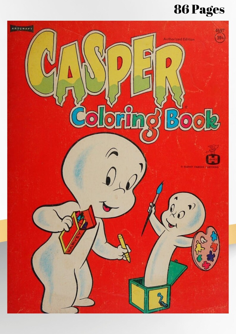 Vintage Coloring Book Casper 86 Pages to Color Printable PDF Instant