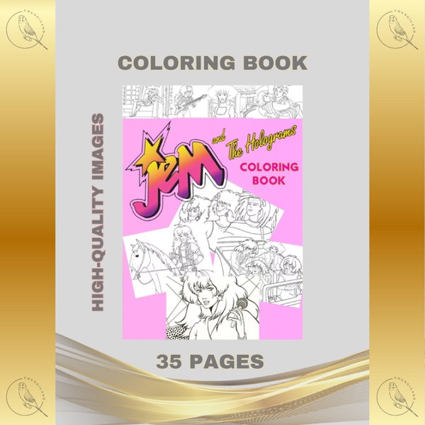Vintage Coloring book Jem and The Holograms Printable PDF Instant Digital Download Retro Cartoon TV DIY Music Magic Fun Kids Children Adult