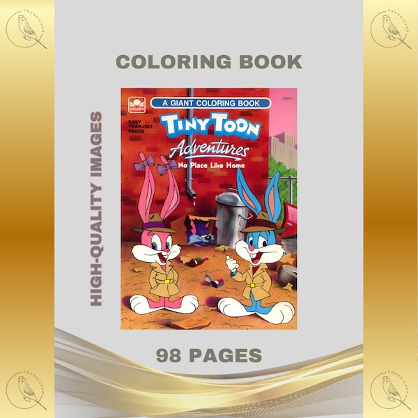 Vintage Coloring Book Tiny Toon Adventures Printable PDF Instant Digital Download 98 Pages to Color Cartoon TV Show Kids Children Art Fun