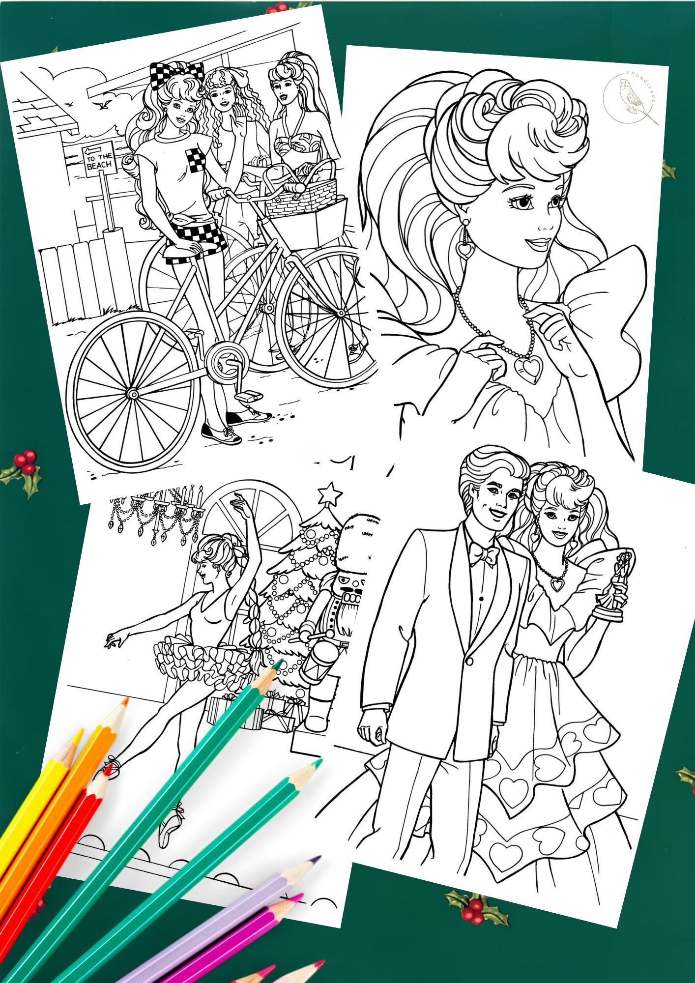 Barbie Holiday Vintage Coloring Book Printable PDF Instant Digital Download 56 Pages to Color ...