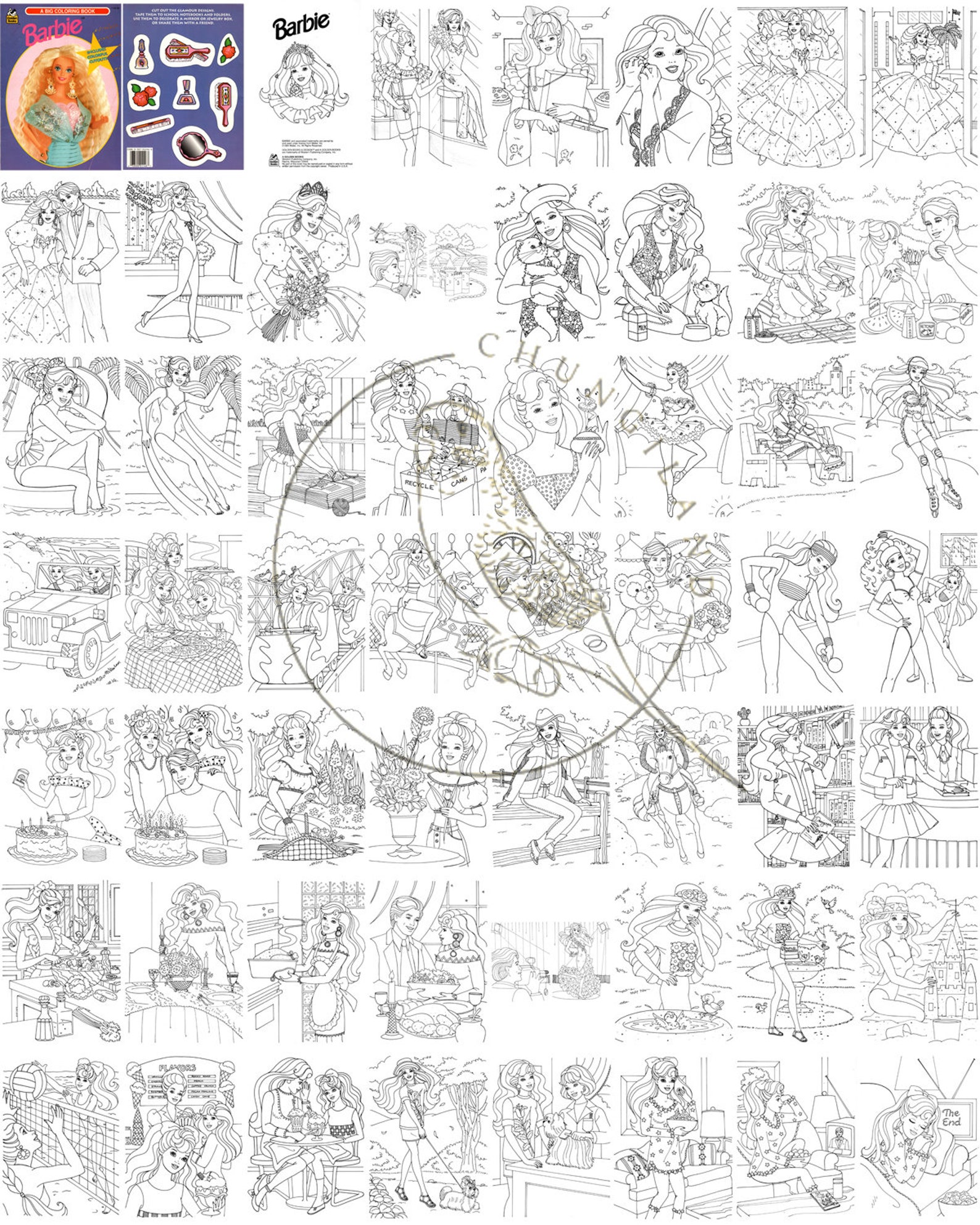 Coloring Book Barbie 56 Pages to Color 1994 Printable PDF Instant ...