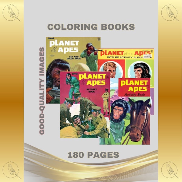 Livres de coloriage et d'activités vintage La planète des singes PDF imprimable Téléchargement numérique instantané Rétro 1974 180 pages