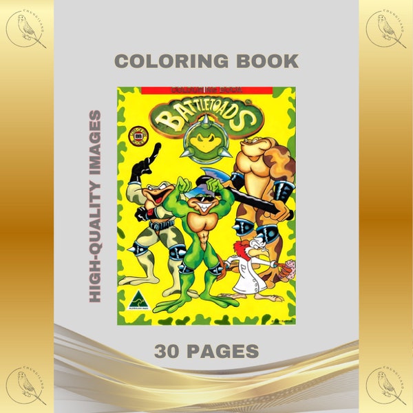 Vintage Coloring Book Battletoads 30 Pages to Color Printable PDF Instant Digital Download Retro 1991