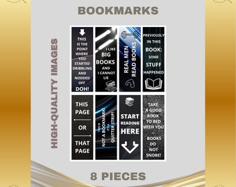 Printable PDF Instant Digital Download Bookmarks Funny Gift DIY 8pcs