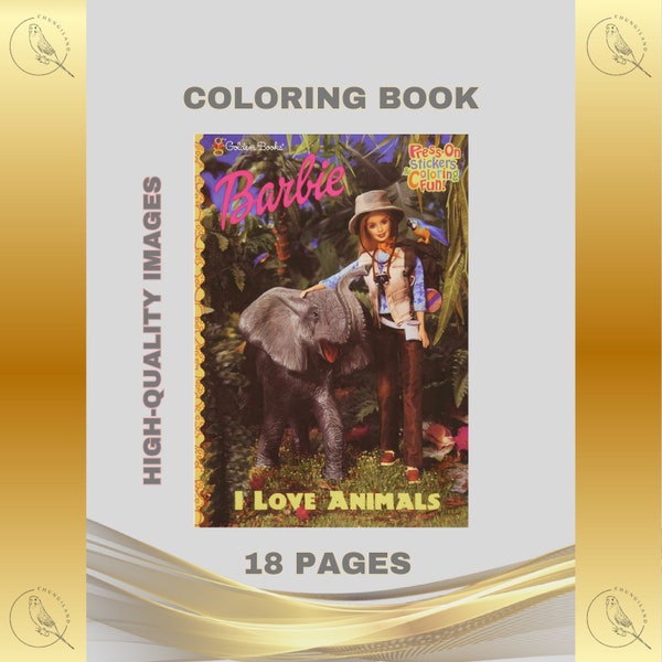 Barbie Coloring Book Printable PDF Instant Digital Download 1999 Retro Vintage DIY Fun Kids Art Creative Nature Educational 18 Pages