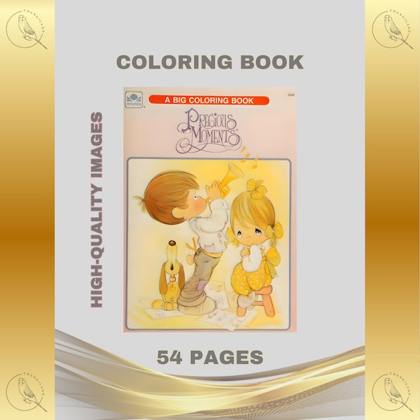 Vintage Coloring Precious Moments 54 pages to Color Printable PDF Instant Digital Download Retro 1990